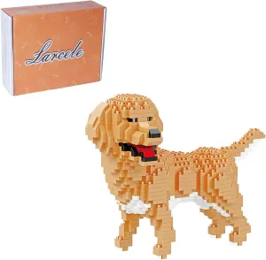 Larcele Micro Building Blocks Animal Set, DIY Mini 3D Building Toy Bricks,824 Pieces KLJM-05(Golden Retriever)