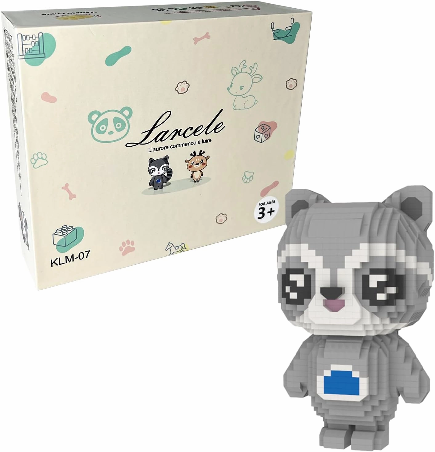 Larcele Animal Series Micro Building Blocks Animal Set, DIY Mini 3D Building Toy Bricks,1211 Pieces KLJM-07 (Raccoon)