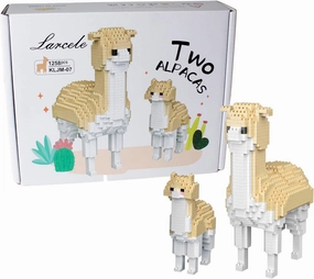 Larcele Animal Series Micro Building Blocks Animal Set, DIY Mini 3D Building Toy Bricks,1258 Pieces KLJM-07 (Two Alpacas)