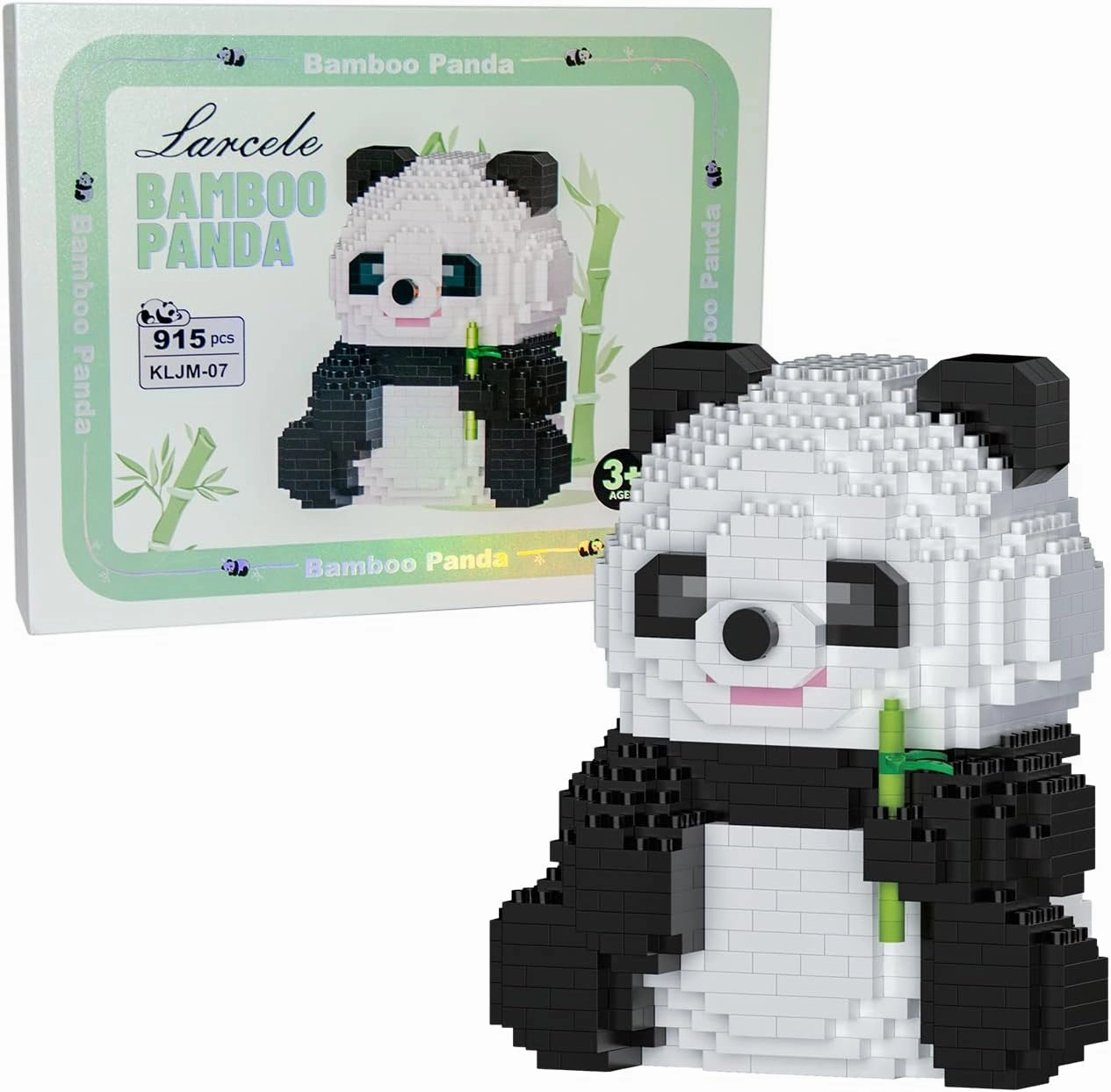 Larcele Animal Series Micro Building Blocks Animal Set, DIY Mini 3D Building Toy Bricks,915 Pieces KLJM-07 (Bamboo Panda)