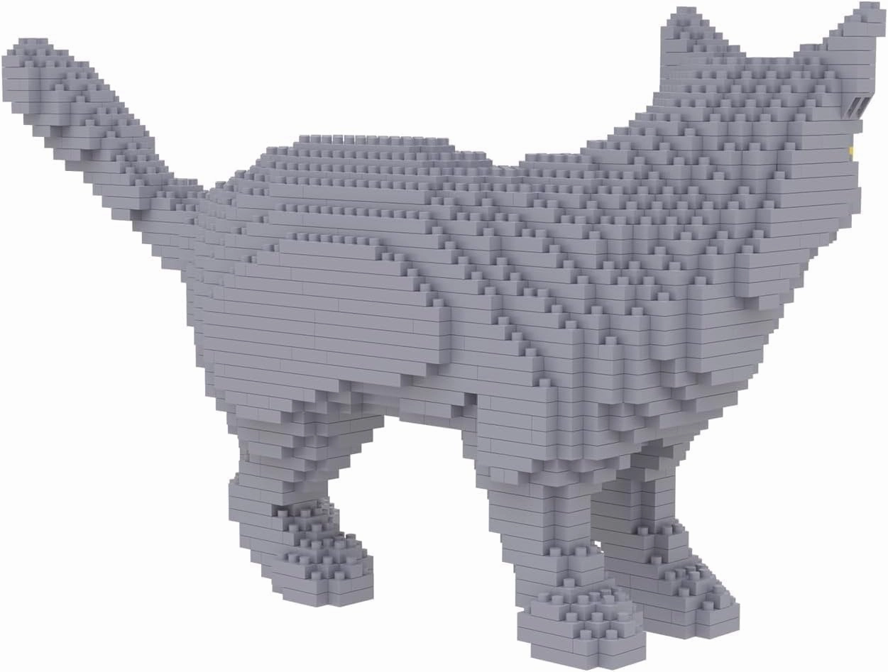 Larcele Cat Micro Building Blocks Animal Set, DIY Mini 3D Building Toy Bricks Kit,1131 Pieces KLJM-05 (Blue Cat)