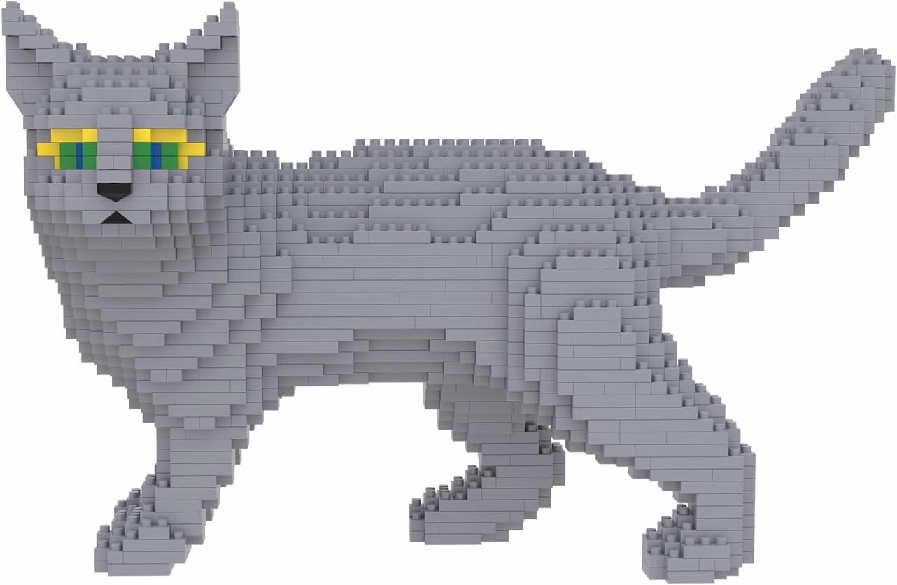 Larcele Cat Micro Building Blocks Animal Set, DIY Mini 3D Building Toy Bricks Kit,1131 Pieces KLJM-05 (Blue Cat)