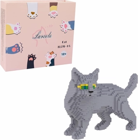 Larcele Cat Micro Building Blocks Animal Set, DIY Mini 3D Building Toy Bricks Kit,1131 Pieces KLJM-05 (Blue Cat)