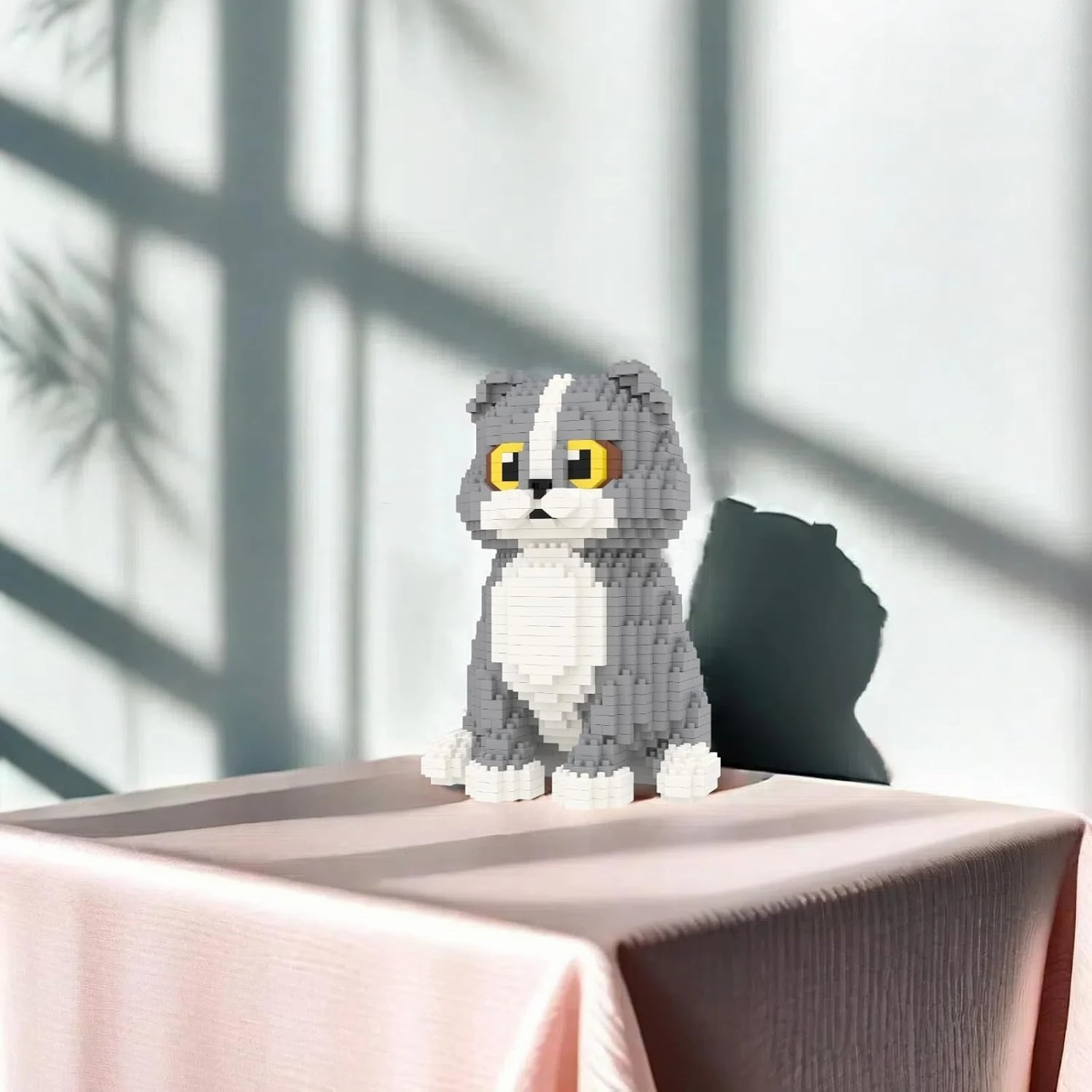Larcele Cat Micro Building Blocks Animal Set, DIY Mini 3D Building Toy Bricks Kit,985 Pieces KLJM-05 (Scottish Fold)