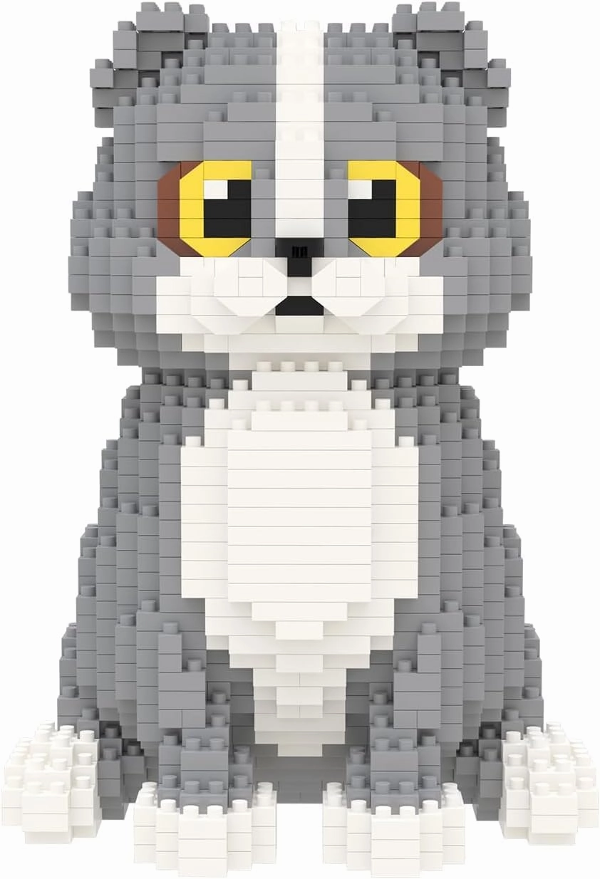 Larcele Cat Micro Building Blocks Animal Set, DIY Mini 3D Building Toy Bricks Kit,985 Pieces KLJM-05 (Scottish Fold)