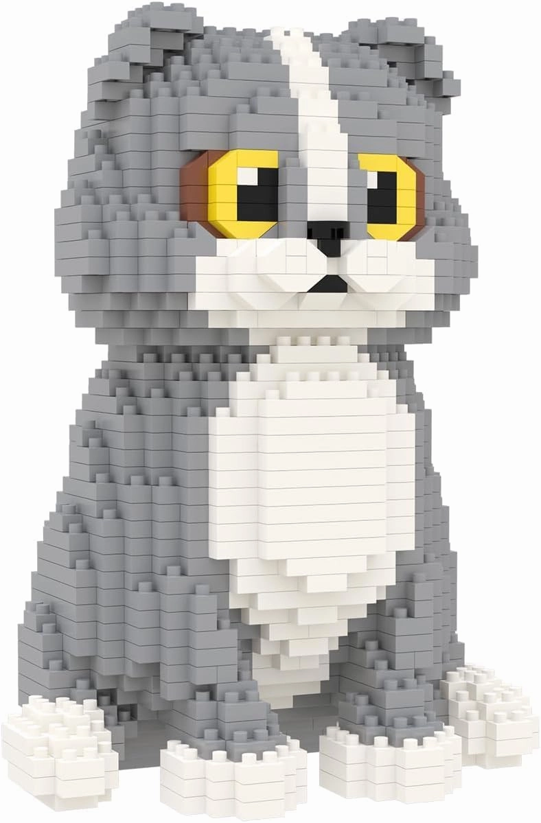 Larcele Cat Micro Building Blocks Animal Set, DIY Mini 3D Building Toy Bricks Kit,985 Pieces KLJM-05 (Scottish Fold)