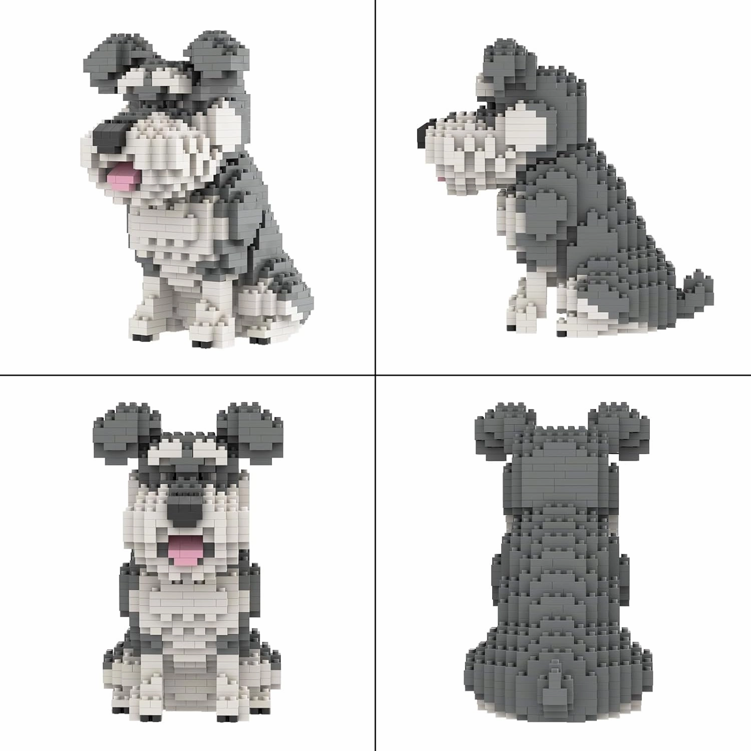 Larcele Mini Building Blocks Animal Set, DIY Micro 3D Building Toy Bricks,934 Pieces KLJM-05(Schnauzer)