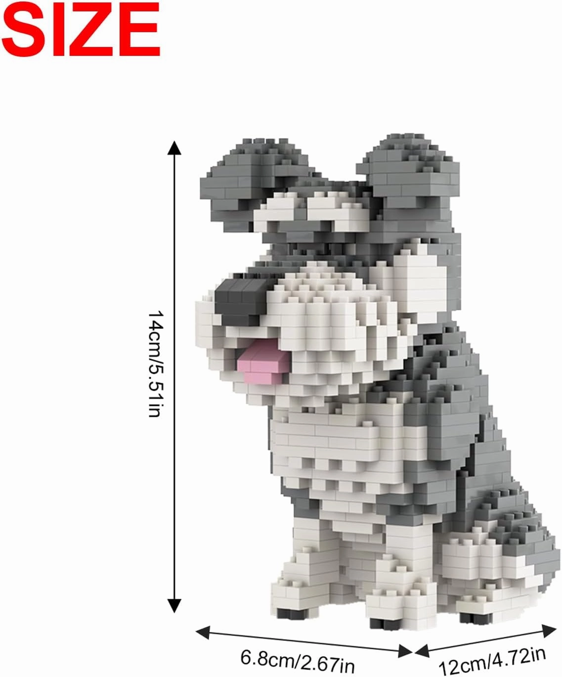 Larcele Mini Building Blocks Animal Set, DIY Micro 3D Building Toy Bricks,934 Pieces KLJM-05(Schnauzer)