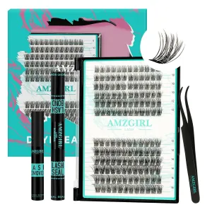 Lash Extension Kit,DIY Individual Lashes Clusters Kits,with Bond And Seal,Lash Remover For Eyelashes Extensions,Lash Applicator Tool For False Eyelash Cluster Kit 144Pcs(XP05,VINE001|set)