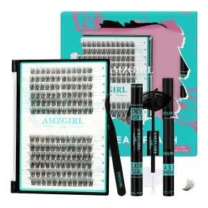Lash Extension Kit,DIY Individual Lashes Clusters Kits,with Bond And Seal,Lash Remover For Eyelashes Extensions,Lash Applicator Tool For False Eyelash Cluster Kit 144Pcs(XP05,VINE011|set)