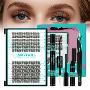 Lash Extension Kit,DIY Individual Lashes Clusters Kits,with Bond And Seal,Lash Remover For Eyelashes Extensions,Lash Applicator Tool For False Eyelash Cluster Kit 144Pcs(XP05,VINE025|set)