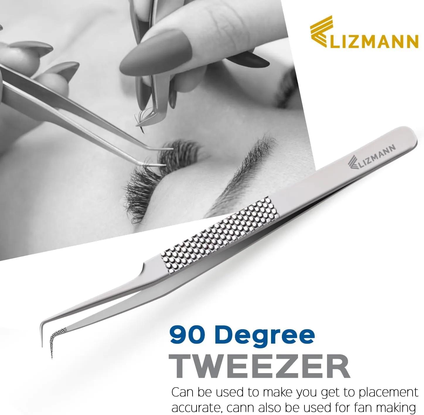 Lash Tweezers Eyelash Extensions Tweezers Set 5 PCS Individual and Volume Lash Extensions Eyelash Applicator Tool Precision Tweezers for Eyelash Extension Professional- Silver