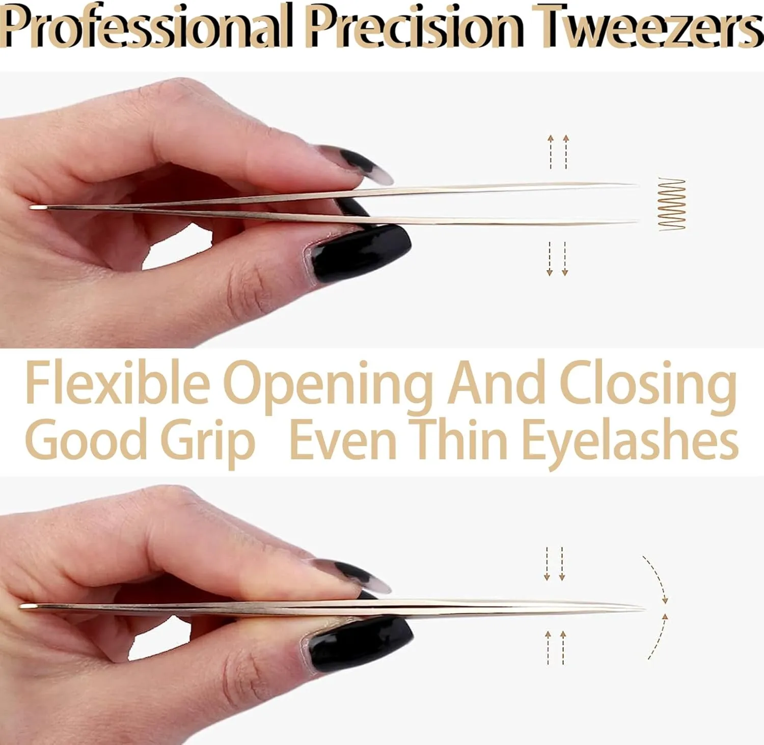 Lash Tweezers Set, 5 Stainless Steel Golden Tweezers   1 Storage Bag, Isolation Pointy Tweezers for Eyelash Extension Beginner Lash Tech Beauty Eyelash Nail Salon Perfect Precision Repair(Gray)