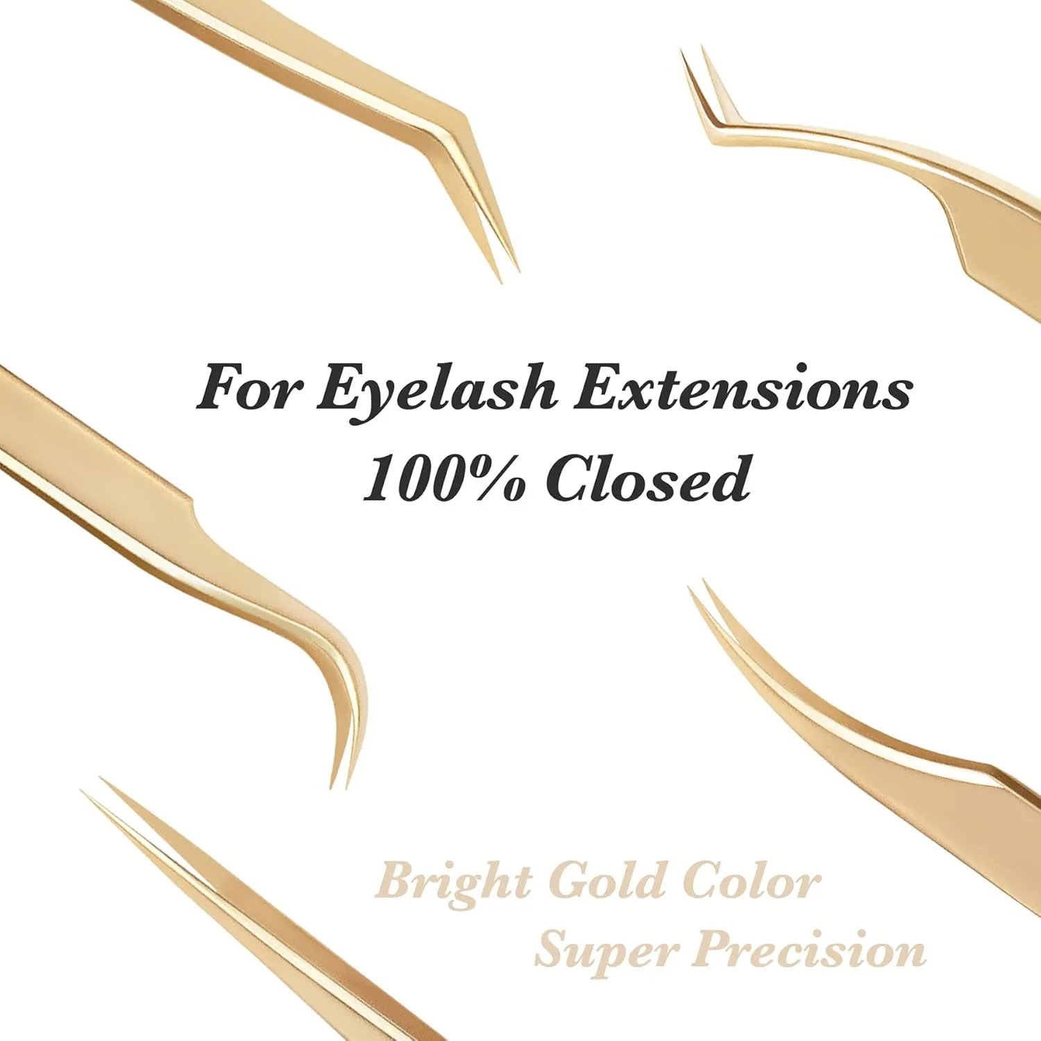 Lash Tweezers Set, 5 Stainless Steel Golden Tweezers   1 Storage Bag, Isolation Pointy Tweezers for Eyelash Extension Beginner Lash Tech Beauty Eyelash Nail Salon Perfect Precision Repair(Gray)