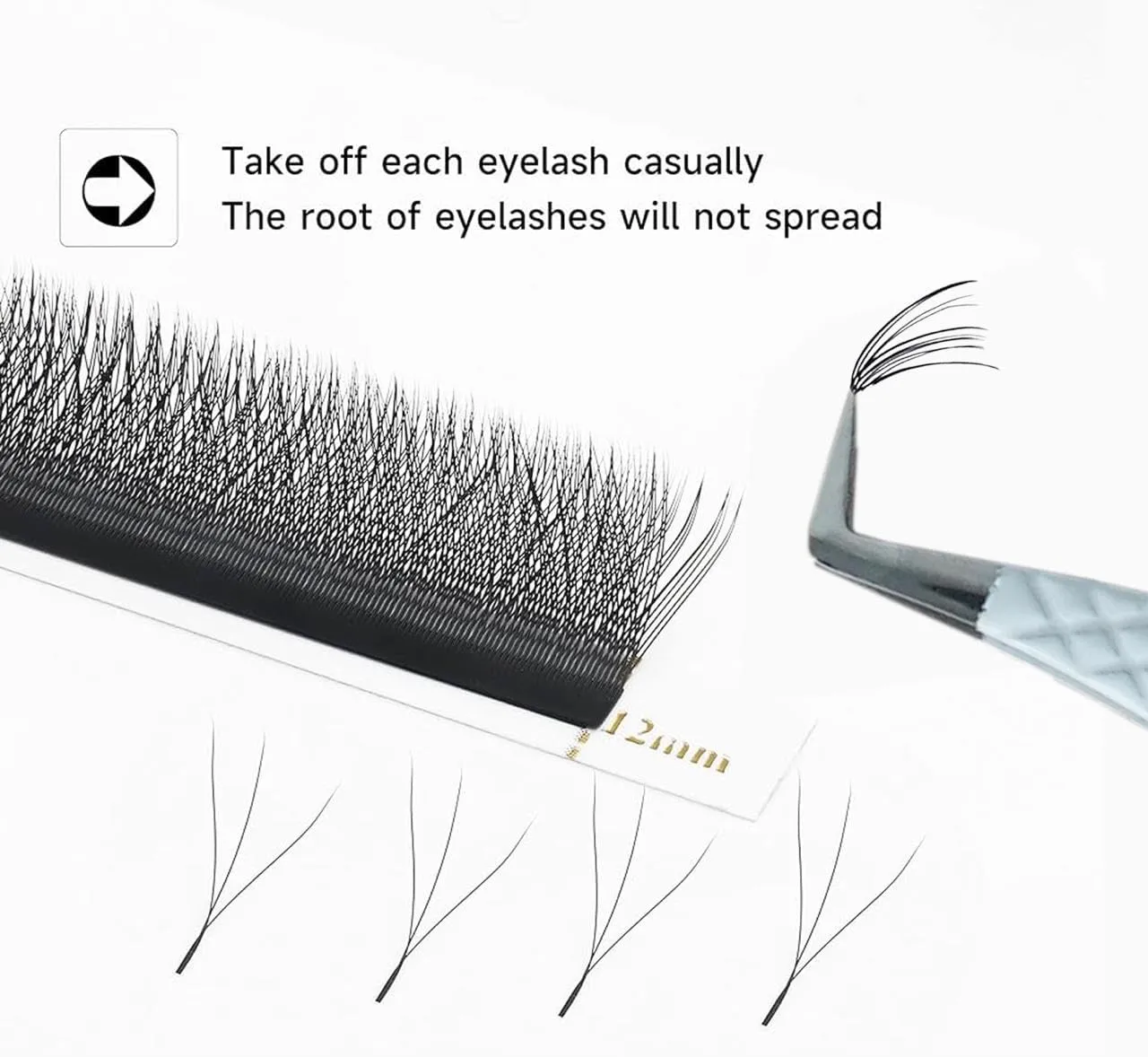 Lash Tweezers - Stainless Steel Fiber Tip Eyelash Tweezers (Set of 4) - Diamond Grip Professional Lash Tweezers for Eyelash Extensions (White)