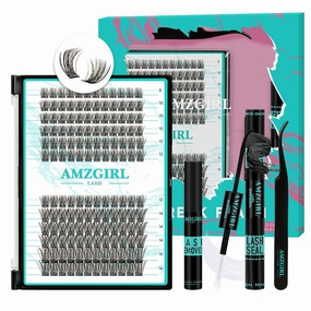 Lash Extension Kit,DIY Individual Lashes Clusters Kits,with Bond And Seal,Lash Remover For Eyelashes Extensions,Lash Applicator Tool For False Eyelash Cluster Kit 144Pcs(XP05,VINE013|set)