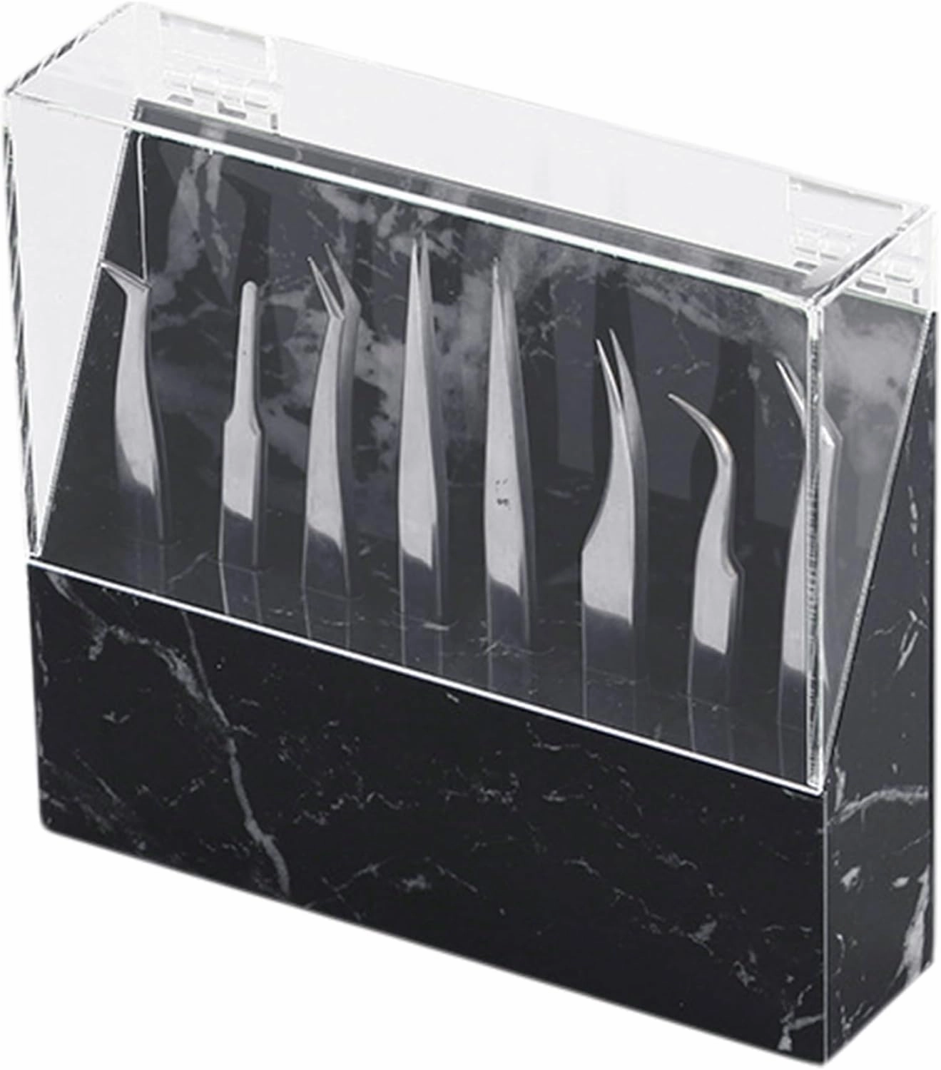 Lash Tweezer Holder, Dust-Proof Acrylic Tweezer Holder with 8 Holes, Sturdy Portable Tweezer Stand for Eyelash Extensions Supplies Acrylic Display Stand, Lash Tweezer Holder