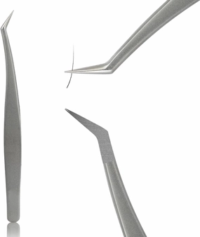Lash Tweezers for Eyelash Extensions Stainless Steel Eyelash Tweezers for Extensions High Precision Fiber Tip Tweezers for Lash Extension Tweezer Professional Salon Use for Classic/Volume Anti-static