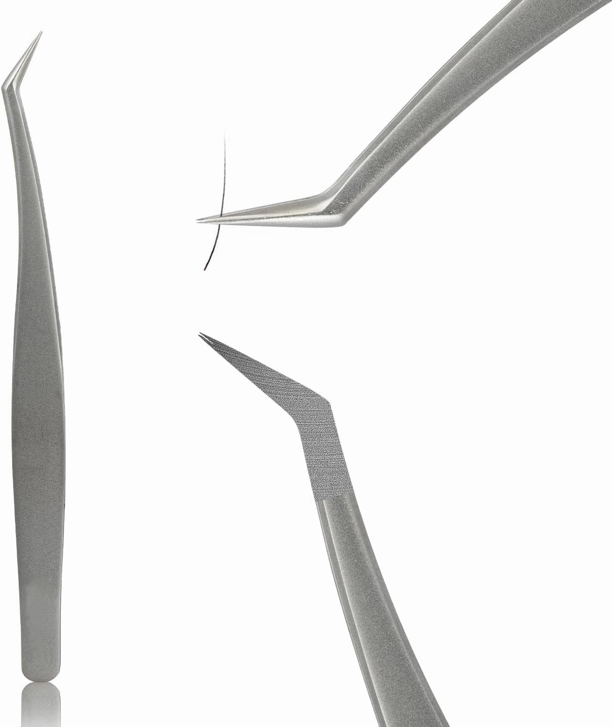 Lash Tweezers for Eyelash Extensions Stainless Steel Eyelash Tweezers for Extensions High Precision Fiber Tip Tweezers for Lash Extension Tweezer Professional Salon Use for Classic/Volume Anti-static