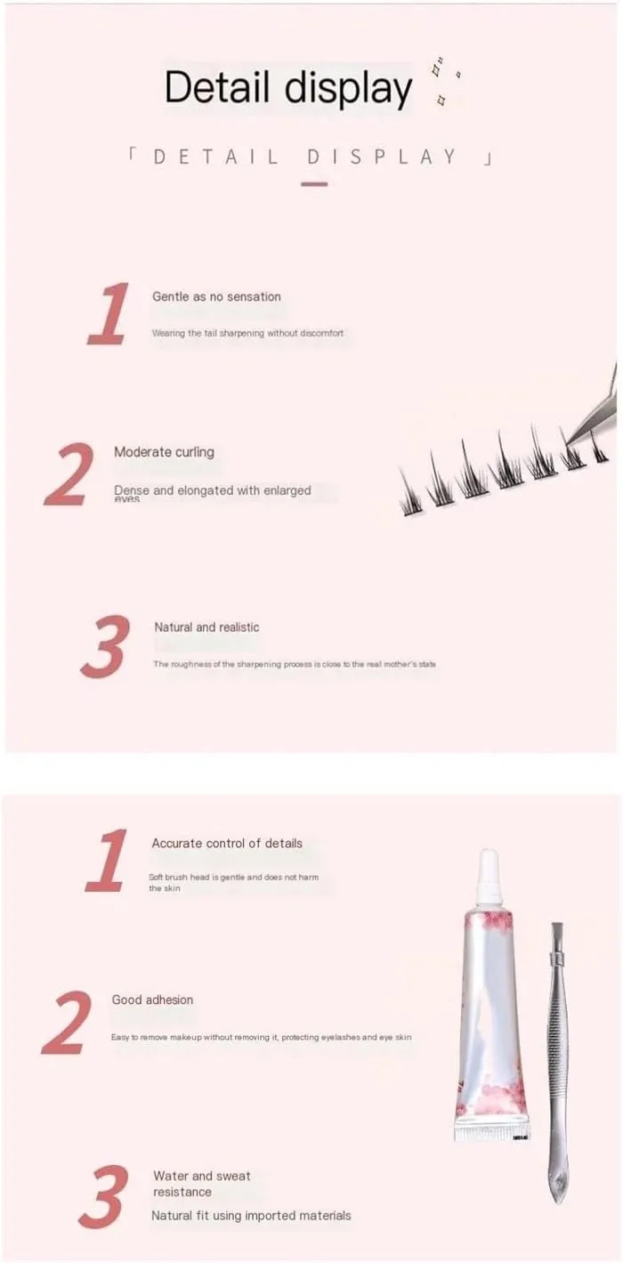 laubess cluster lashes 140Pcs Natural soft volume multi-layered single cluster false eyelashes with tool tweezer glue (9-12mm)