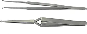 Lock Pinning Cross Locking Tweezers & Straight Round Open Slot Stainless Steel for Locksmith Pinning & Rekeying Kit Self Locking Closing Locksmith Tools Lock Pin Tumbler Tweezers(2PCS)