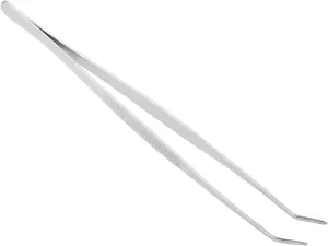 Long Handle Tweezer Stainless Steel Precision Tweezers Hair Remover Beauty Tool for Splinter and Ingrown Hairs with Bent Slant Tip 25cm 1pcs