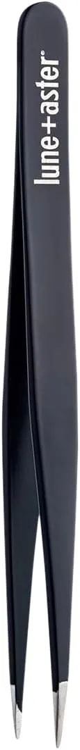Lune Aster Point Tweezer - Stainless steel point tweezer for at-home brow touch ups and removal of ingrown or baby-fine hairs.