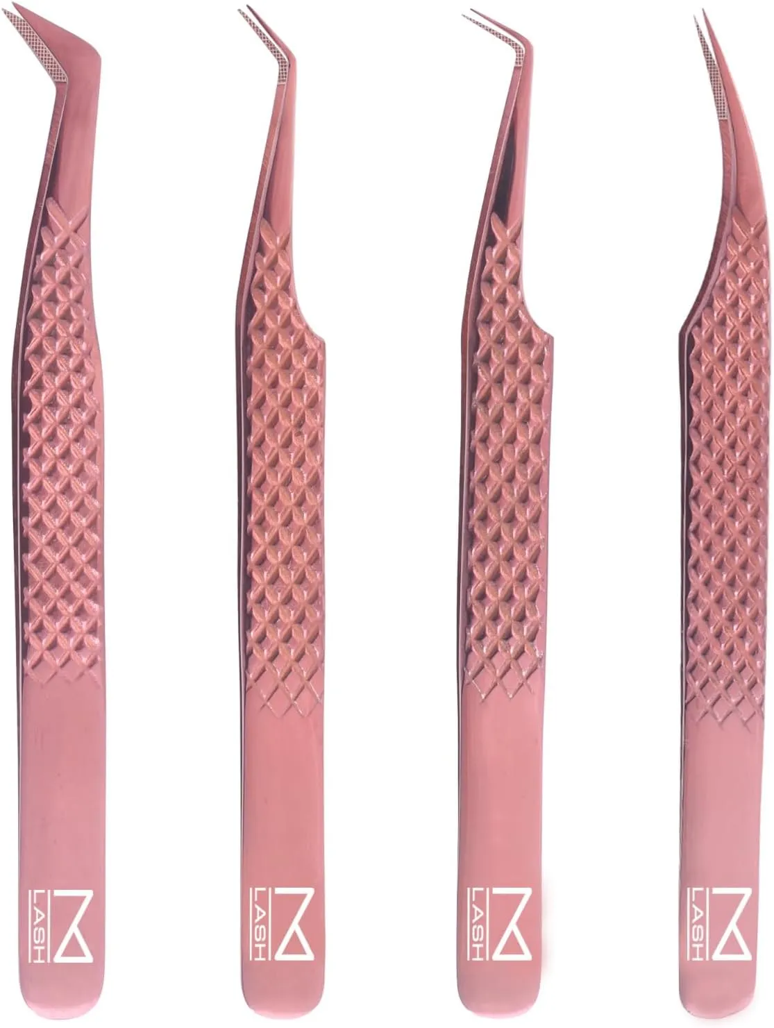 M LASH - Nano Fiber Tip - Diamond Grip Eyelash Exension Tweezer Set - V5 Professional Lash Tool (Rose Gold)