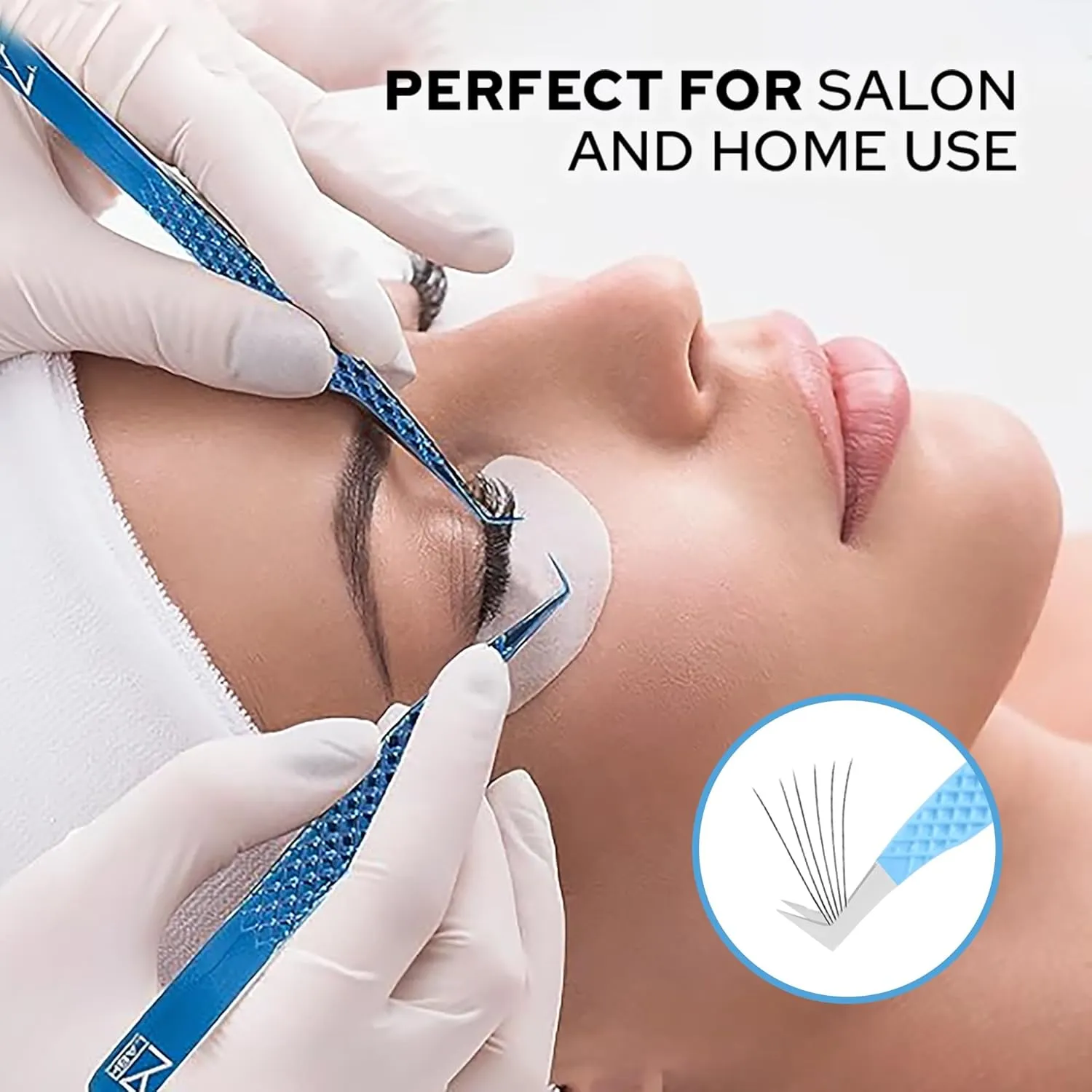 M LASH Tweezers for Eyelash Extensions (Set of 4) - Professional Lash Extension Tweezers - Fiber Tip, Japanese Steel, Diamond Grip Eyelash Extension Tweezer (Teal)