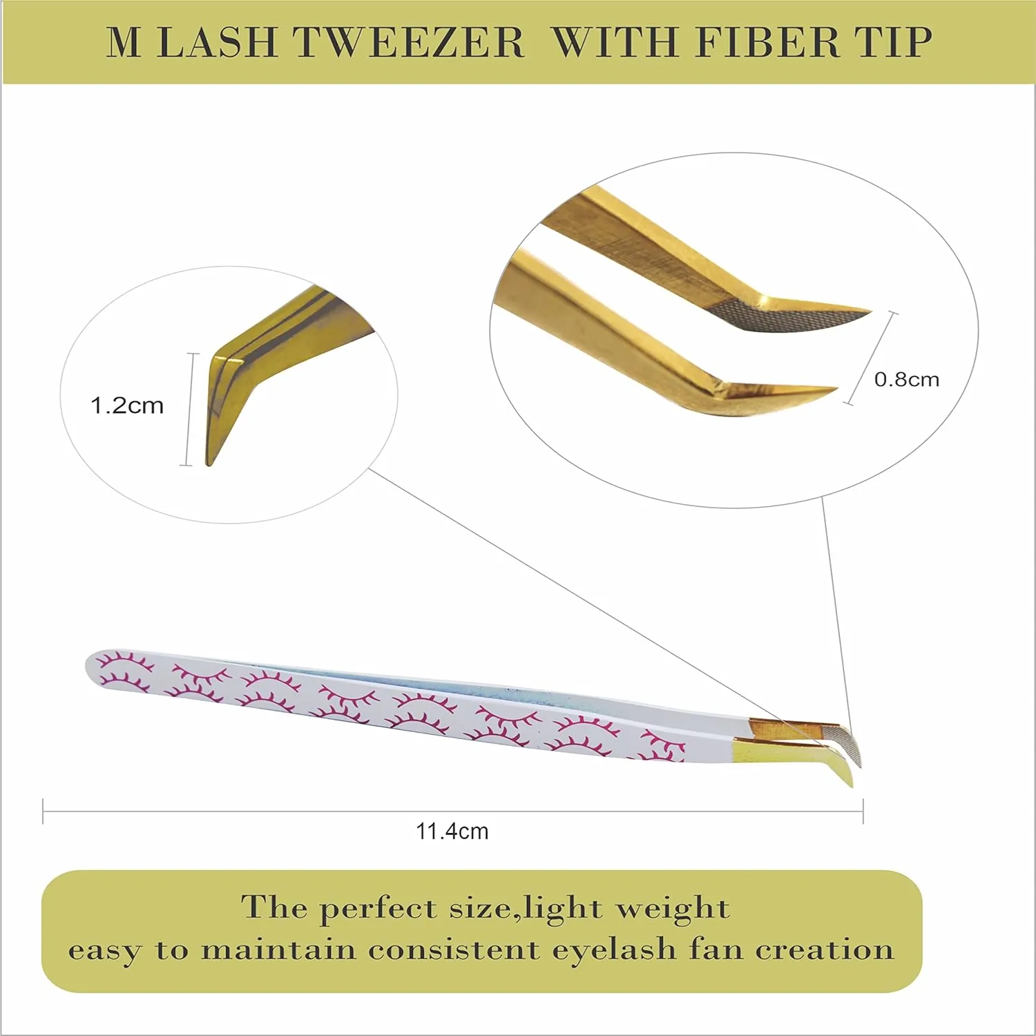 M LASH Tweezers for Eyelash Extensions (Set of 4) - Professional Lash Extension Tweezers - Fiber Tip, Japanese Steel, Diamond Grip Eyelash Extension Tweezer (WP-SET)