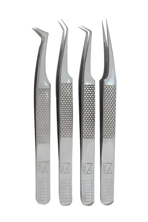 M LASH V4 - Stainless Steel Precision Eyelash Tweezers - Professional Grade Lash Applicator Tool for Meticulous Eyelash Extensions (Silver)