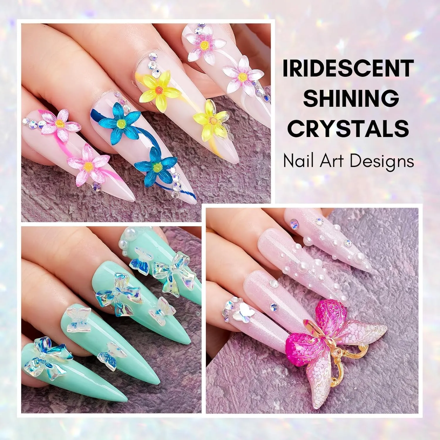Makartt Gel Polish Nail Gems With Nail Rhinestone Glue Set,1968PCS Nail Art Rhinestones Kit with Tweezer,3D Nail Gel AB Crystal Nail Decorations Crafts Acrylic Press On Nails Gifts for Girls