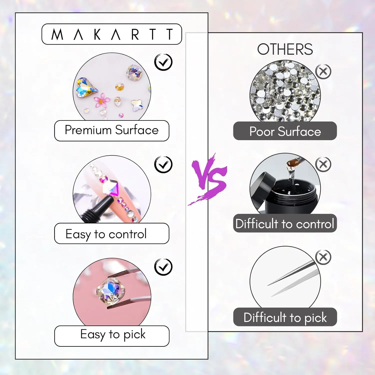 Makartt Gel Polish Nail Gems With Nail Rhinestone Glue Set,1968PCS Nail Art Rhinestones Kit with Tweezer,3D Nail Gel AB Crystal Nail Decorations Crafts Acrylic Press On Nails Gifts for Girls