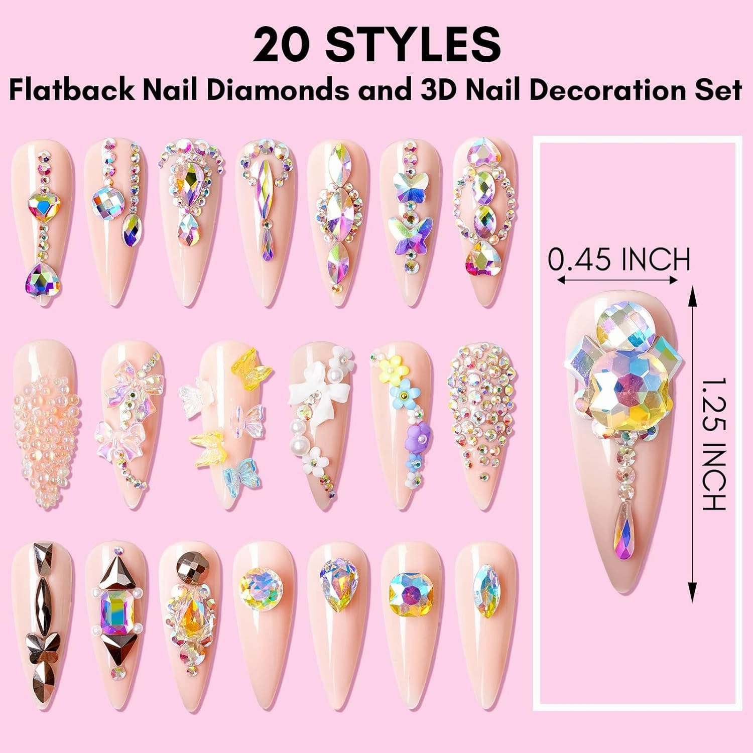 Makartt Gel Polish Nail Gems With Nail Rhinestone Glue Set,3775Pcs Nail Art Rhinestones Kit AB Crystal Nail Decorations,3D Nail Gel With Tweezer For Nail Design Nail Crafts Acrylic On Nails