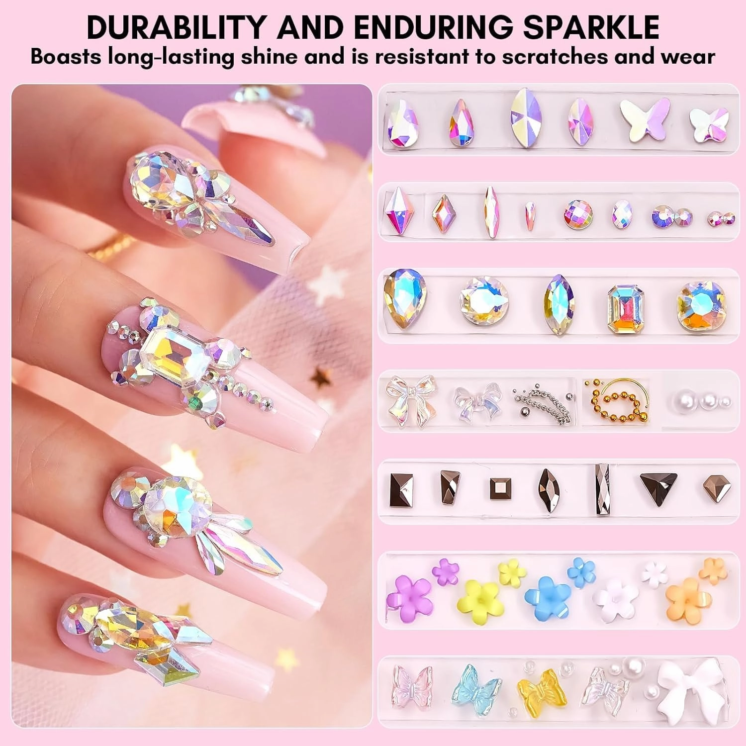Makartt Gel Polish Nail Gems With Nail Rhinestone Glue Set,3775Pcs Nail Art Rhinestones Kit AB Crystal Nail Decorations,3D Nail Gel With Tweezer For Nail Design Nail Crafts Acrylic On Nails
