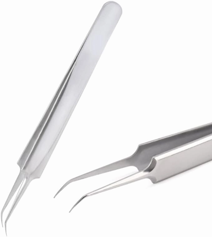 Malockos Volume Lash Tweezers Straight/Curved Tip Stainless Steel Eyelashes Tweezers Anti-static Eyebrow Eyelash Extension Nipper - (Color: black straight)