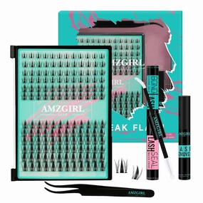 Manga Lash Clusters Kit 144PCS Fairy Eyelash Extension Kit with Lash Bond and Seal, Fake Eyelashes Clusters with Invisible Lashes Band, Lash Glue Remover and Lash Applicators (8-16mm Kit,White Bond)