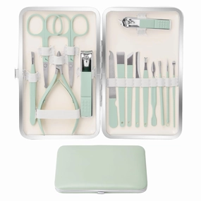 Manicure Set Pedicure Kit Nail Clipper Set Men Women 16 Pcs Personal Care Tools Kit with Portable Travel Case Professional Manicure Pedicure Tools Grooming Kit for Family Friends(Green)