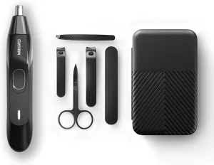 MANSCAPED® Weed Whacker® 2.0 Electric Nose & Ear Hair Trimmer & Shears 3.0, 5-Piece Men’s Nail Kit with Fingernail & Toenail Clippers, Nail File, Slant Tip Tweezers, Cuticle Scissors, Travel Case