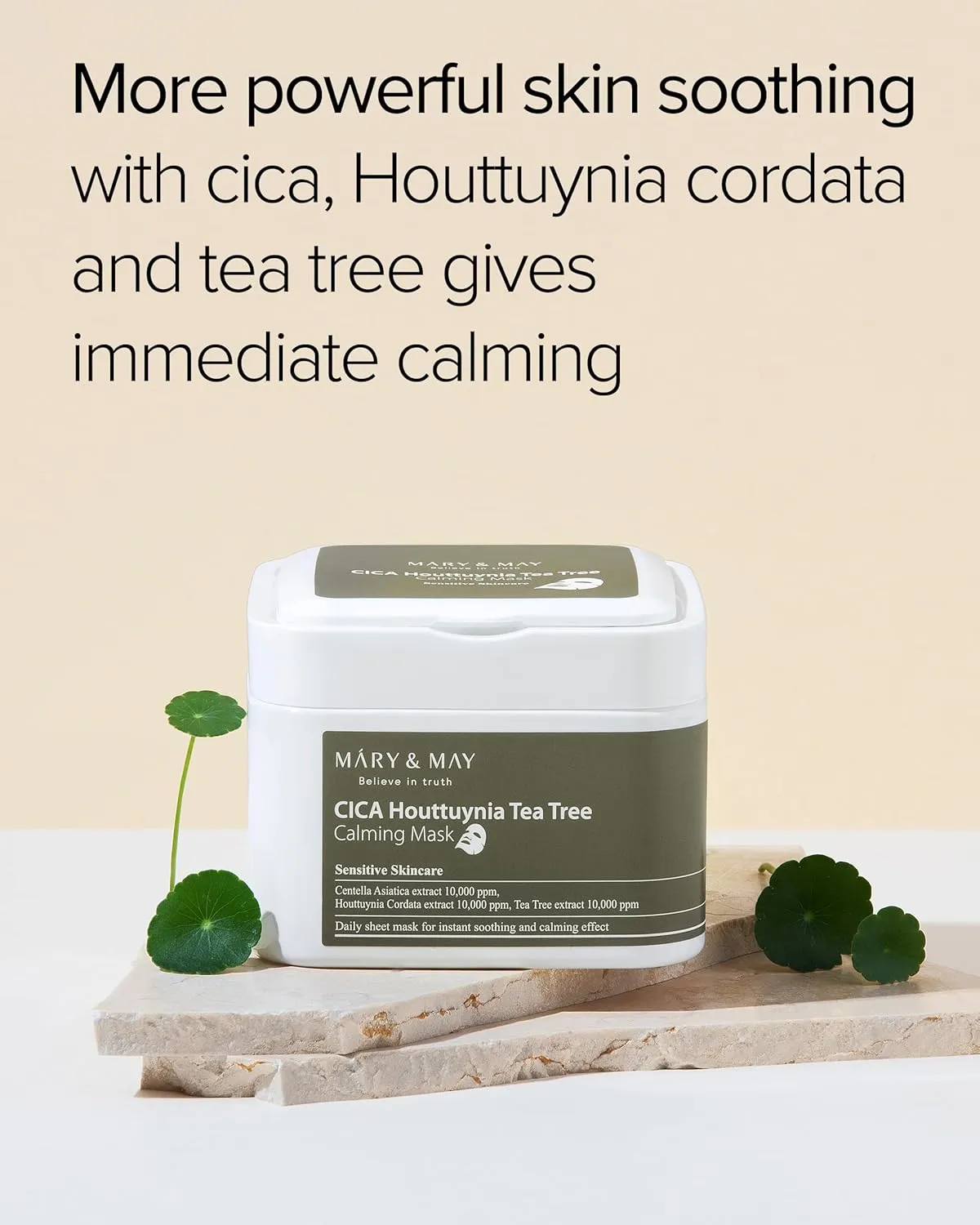 Mary&May CICA Houttuynia Tea Tree Calming Mask - Daily Pull Out Sheet Mask for Instant Soothing & Moisturizing - Korean Skincare, Hypoallergenic and Cruelty-Free, 30 Sheets