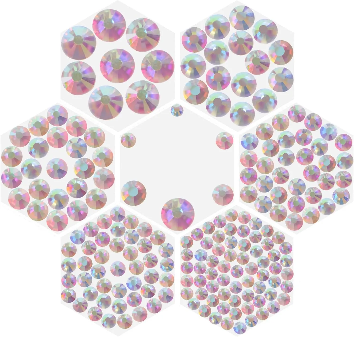 Massive Beads 6500pcs  Flatback Glass Hotfix Iron On Rhinestones Crystal for DIY Making with 1 Tweezer & 1 Picking Pen for Shoes, Clothes, Face Art, Bags, Manicure (Crystal AB, 6-Sizes)