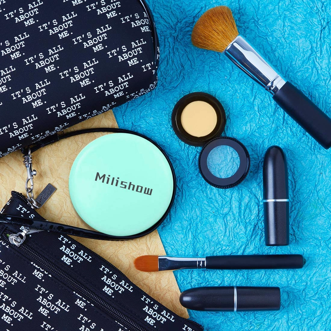 Milishow Compact Mirror with LED Light,1x/10x Magnifying Rechargeable Mirror,3.5in, Dimmable Travel Mirror for Purse,Pocket,Handheld 2-Sided Makeup Mirror