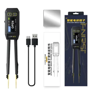 Mini Smart Tweezer,FNIRSI LCR-ST1 LCR SMD ESR Tester Resistance Capacitance Inductance Continuity Diode Test Measurement Tools (Black)