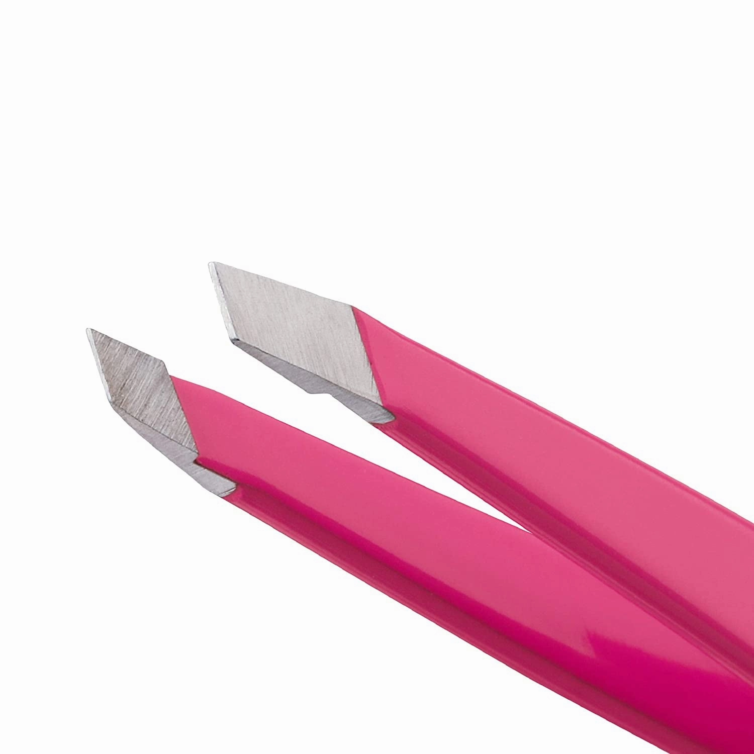 Mini Slant Tweezer - Tweezers for Eyebrows, Travel Tweezers for Eyebrows, Facial Hair, Ingrown Hair (Neon Pink)