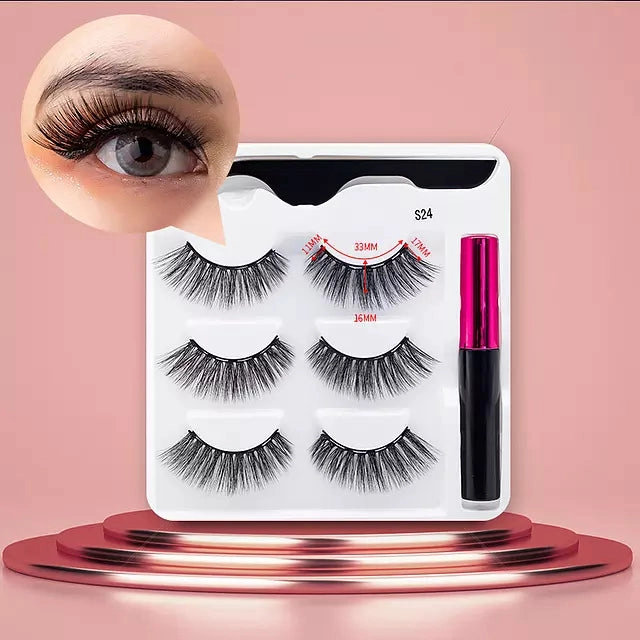 Mink Eyelashes Handmade With Tweezer Makeup Set