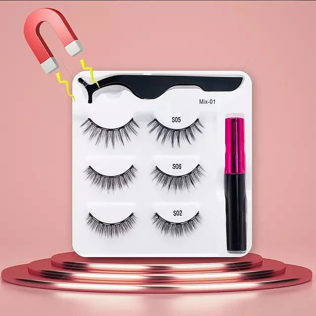 Mink Eyelashes Handmade With Tweezer Makeup Set