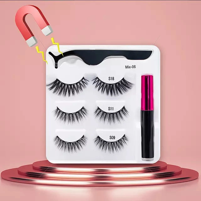 Mink Eyelashes Handmade With Tweezer Makeup Set