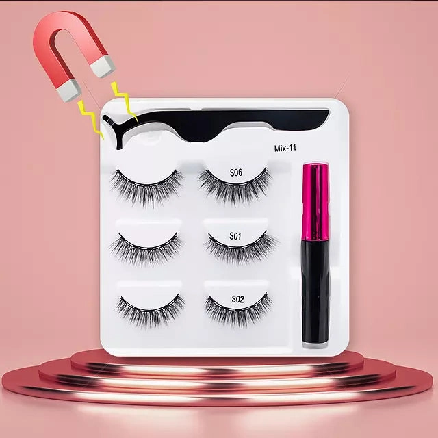 Mink Eyelashes Handmade With Tweezer Makeup Set