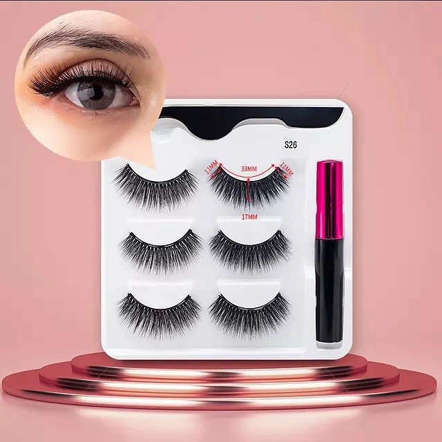 Mink Eyelashes Handmade With Tweezer Makeup Set