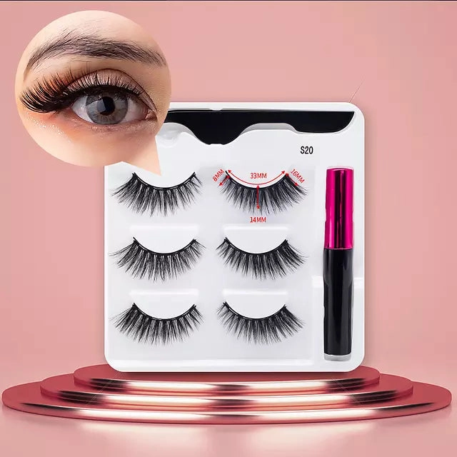 Mink Eyelashes Handmade With Tweezer Makeup Set